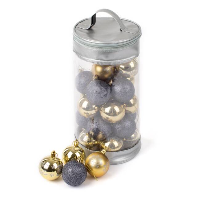 30 Christmas Baubles Gold and Silver