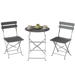 Outsunny Folding Bistro Set with Round Garden Table and Chairs Grey Grey Chair: 42W x 48D x 80H cm Table: Φ58 x 70H cm