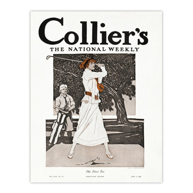 "Woman Golfer First Tee Vintage Magazine Cover Wall Art Print 24x32"""