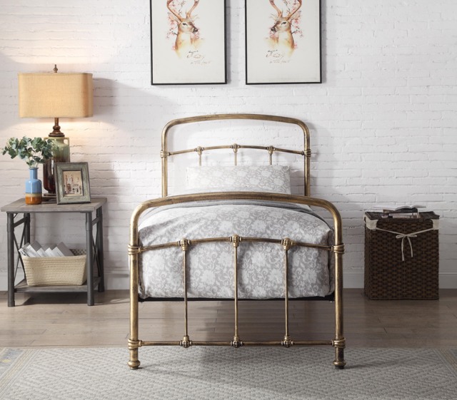 Mostyn Single 3ft Antique Bronze Metal Bed Frame Bronze Hand painted antique bronze finish Single