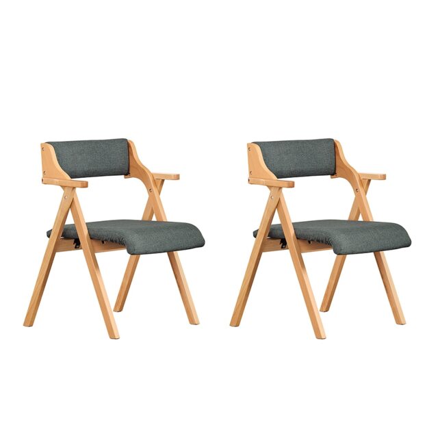 SoBuy FST98-SGX2,Set of 2 Wooden Armchair Folding Dining Chair with Backrest