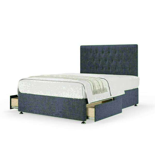 Midnight Linen 2 Drawer Divan Base and Lona Headboard Super King