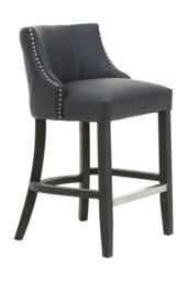 Orsina Black Bar Stool with Back, Velvet Seat Breakfast Bar Chair, Kitchen Stool with Footrest, Chair for Bar, Home