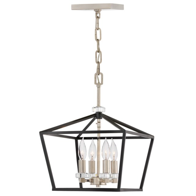 Hinkley Stinson Lanterns Pendant Ceiling Light Black with Polished Nickel