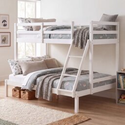 Vida Designs Sydney Kids Triple Sleeper Bunk Bed Frame, 3ft & 4ft6 Bed - White
