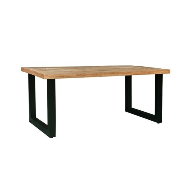 Induse Dining Table - Mango Wood/Iron - L90 x W180 x H76 cm - Mango PP Saw Finish Brown