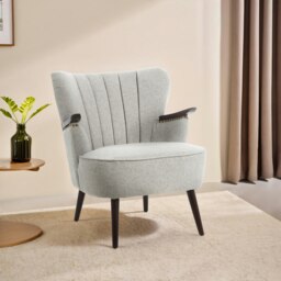 Orsina Vibrant Taupe Fabric Armchair For Livingrooms, Comfortable Highback Textured Taupe Chair For Bedrooms