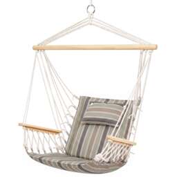 Outsunny Hammock Hanging Rope Chair Swing w/Cushion 100KG Multicolour Stripe