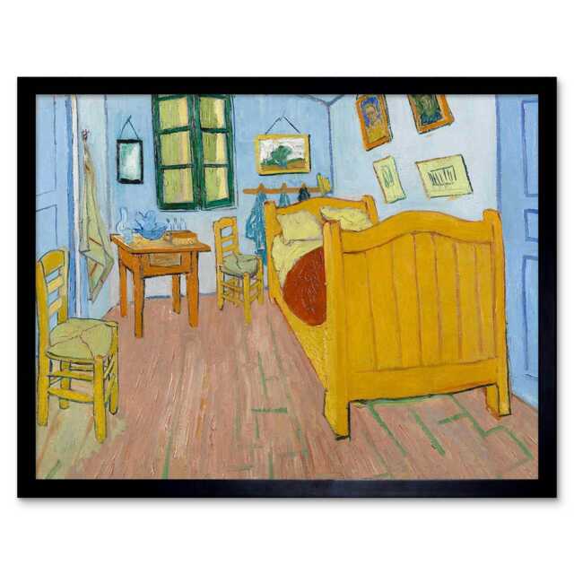 "Vincent Van Gogh Bedroom Aires 1888 Home Decor 12x16"" Framed Wall Art Print"