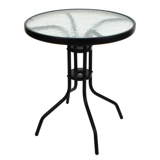 TEMPERED GLASS TOP PATIO TABLE METAL FRAME LEGS GARDEN OUTDOOR INDOOR BISTRO