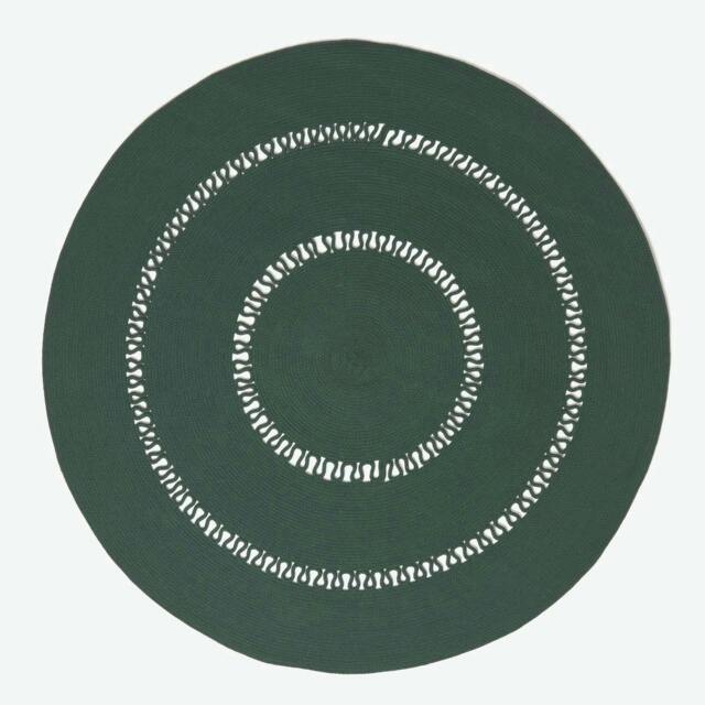 Homescapes Green Crochet Braided Rug - 150cm Round Green Green