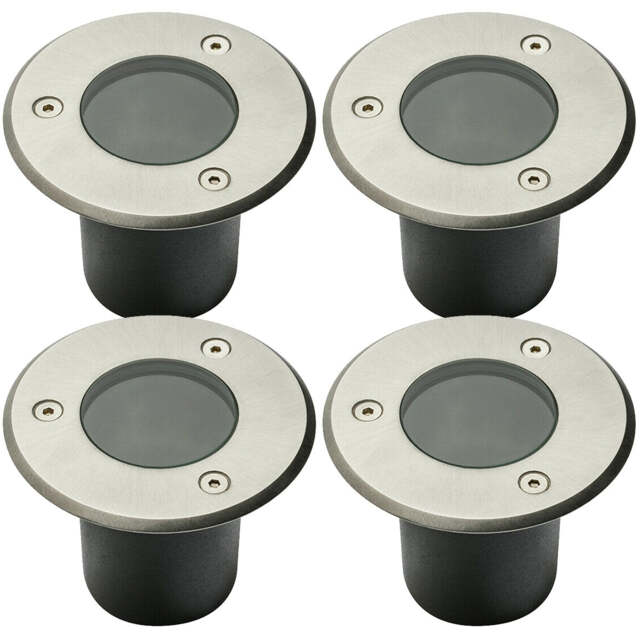 CGC Lighting Nola Round Small Stainless Steel Effect Inground Deck Light Silver Stainless steel effect Height: 10 cm, Width: 10 cm, Cut Out: 8.5 cm