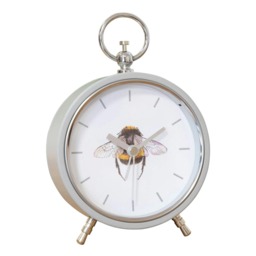 Hestia Bee Mantel Clock Metal Case Grey