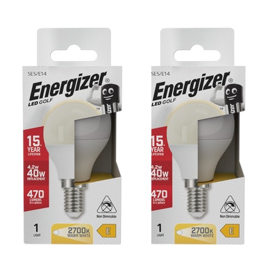 Energizer LED Golf Ball E14 470lm 4.2W 2700K (Warm White) Light Bulb - Pack of 2