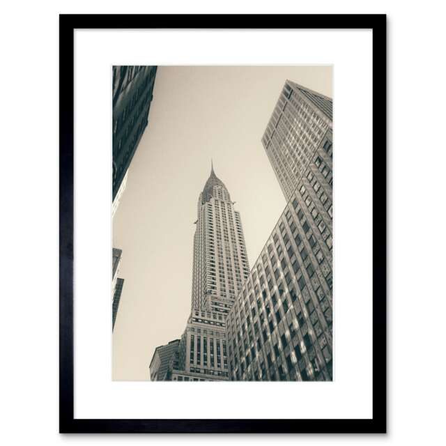 "Lextrait Chrysler Building New York City 9x7"" Black Framed Wall Art Print"