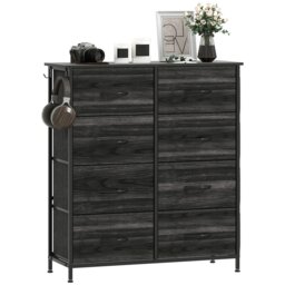HOMCOM Fabric Chest of Drawers, 8 Drawer Dresser for Bedroom, Black