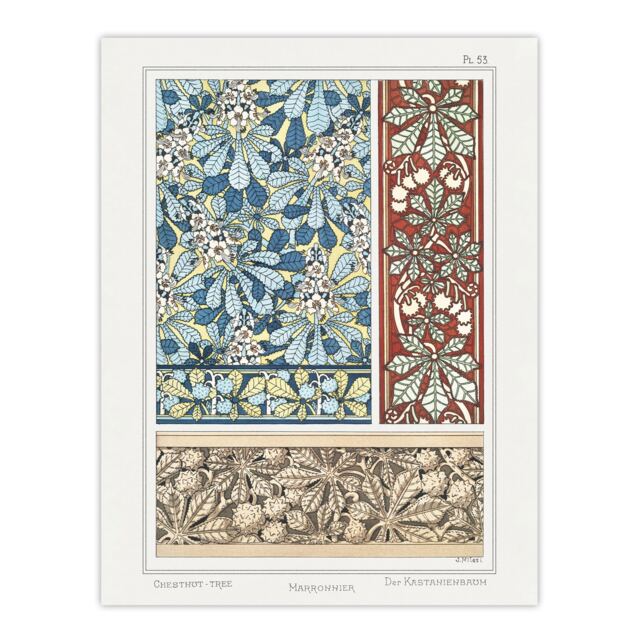 "Chestnut Tree Patterns Vintage Floral Wall Art Print Verneuil 18x24"""