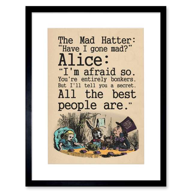 Alice In Wonderland Mad Hatter Tea Party Artwork Framed Wall Art Print