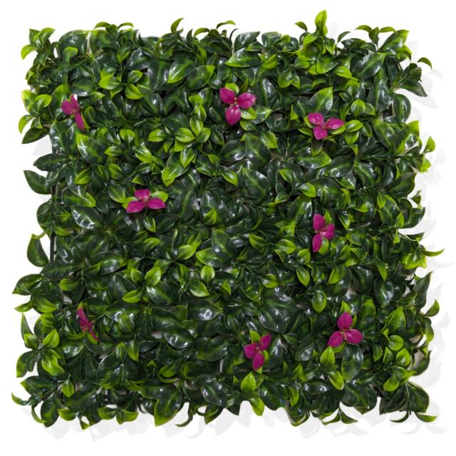 Pack of 12 Best Artificial Laurel Leaf Pink Hedging 50cm x 50cm Mats (3 Square Metres) Green Pink 1