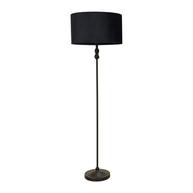 ValueLights Maggie Black Candlestick Floor Lamp Black Velvet Shade Black