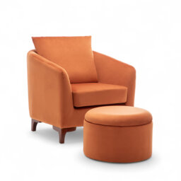 Velvet Orange Angela Accent Tub Chair with Ottoman