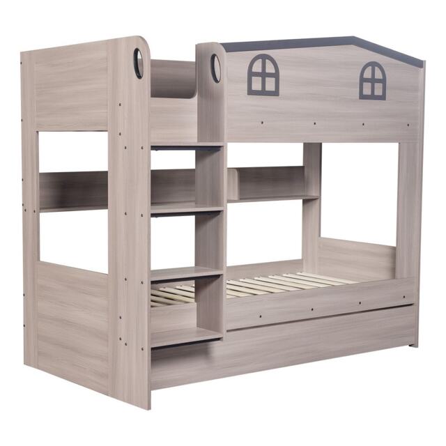 Hector Bunk Bed & Trundle Set - L113 x W169 x H198 cm - Ash Grey