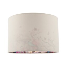 Cream Linen Fabric Lamp Shade with Inner Cotton Colourful Floral Print Cream Cream 1