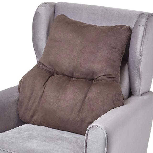 Homescapes Chocolate Faux Suede Back Support Cushion Brown Chocolate H 58 x W 68 x D 15 cm