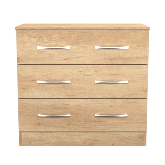 Hampshire 3 Drawer Chest of Drawers in Nebraska Oak (Ready Assembled) Brown Nebraska Oak