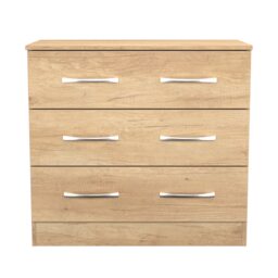 Hampshire 3 Drawer Chest of Drawers in Nebraska Oak (Ready Assembled) Brown Nebraska Oak