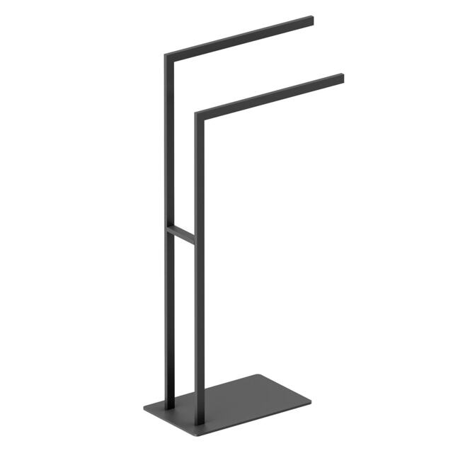 COSMIC Towel stand 2 towel rails Freestanding Matt black Essentials Collection
