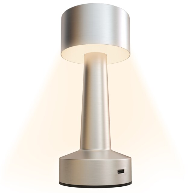 HOMCOM Cordless Table Lamp with 2600mAh Rechargeable Battery, 3 Colour, Touch LED Lamp for Bedroom Living Room, Silver