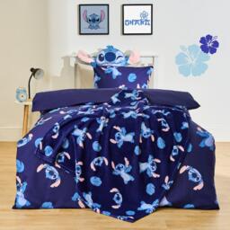 OHS Stitch Cotton Blend Bedding Set Duvet Cover with Pillowcase Blue Single