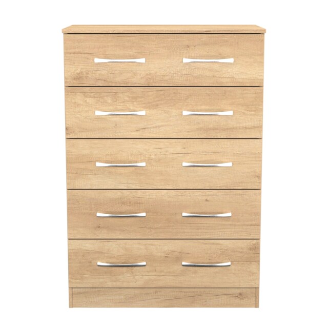 Hampshire 5 Drawer Chest of Drawers in Nebraska Oak (Ready Assembled) Brown Nebraska Oak