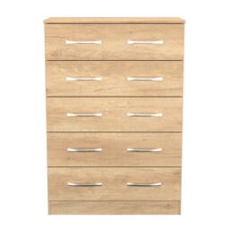 Hampshire 5 Drawer Chest of Drawers in Nebraska Oak (Ready Assembled) Brown Nebraska Oak