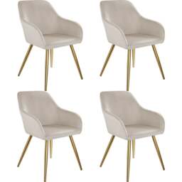 Chair Marilyn with Velvet Cover, Gold Steel Legs and Plush Padding Grey taupe/gold One Size 4