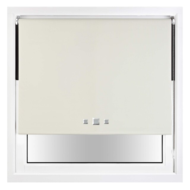 FURNISHED Blackout Roller Blind with Triple Square Eyelets Easy Fit Window Shade Cream Cream (W) 230cm x (L) 210cm