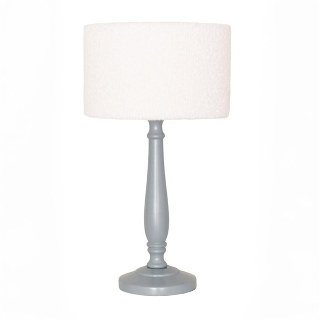 ValueLights Victoria Grey Wood Table Lamp Cream Boucle Shade Grey Cream