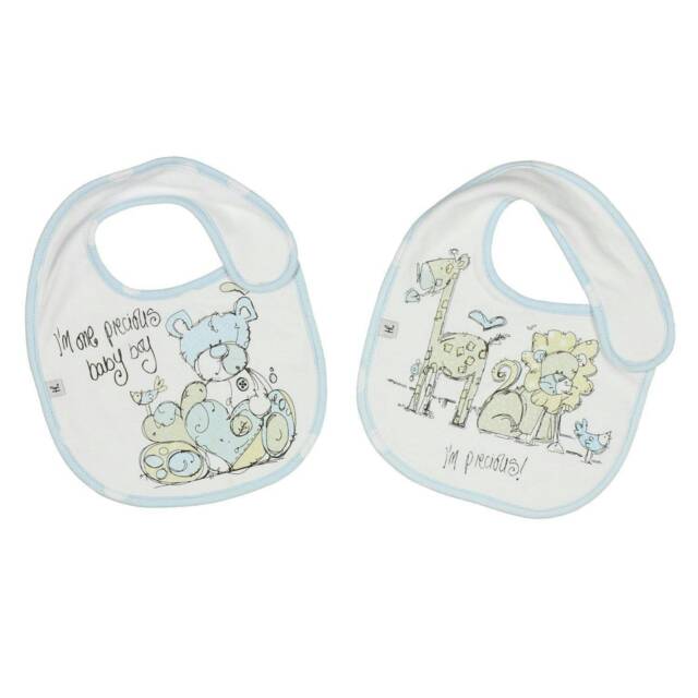 "Tracey Russell Polka Dot Set of 2 Bibs ""Precious Baby Boy"" - In a Gift Box"
