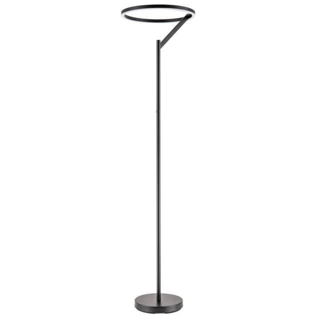 Designer Floor Lamp in Matte Black with Large LED Halo Light Ring