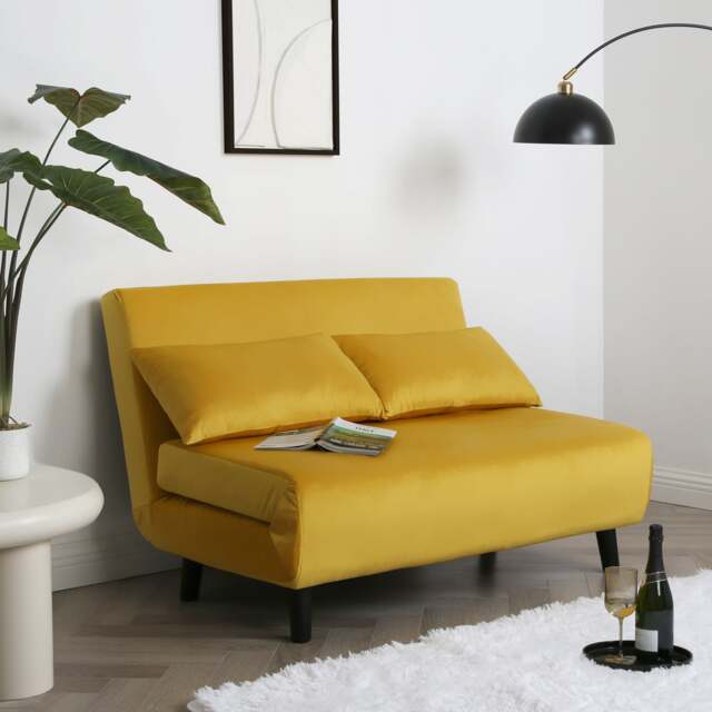 Aurora Double Sofa Bed Yellow Velet