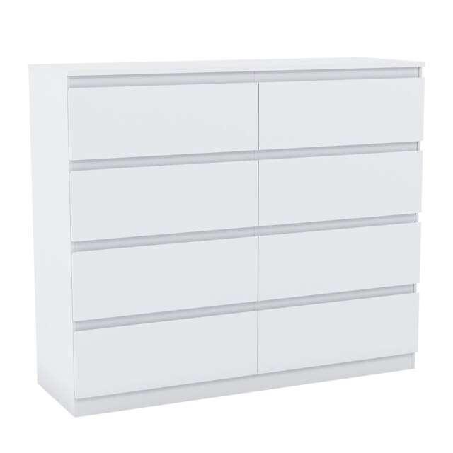 Keaton Matt White 8 Drawer Double Freestanding Chest Of Drawers (40 x 99 x 106cm - D x H x W) White White 1