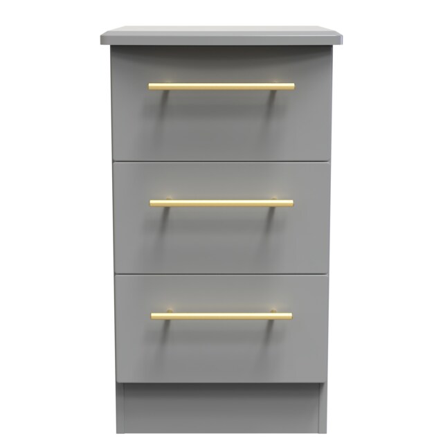 Helmsley 3 Drawer Bedside Cabinet in Dusk Grey (Ready Assembled) Grey Dusk Grey