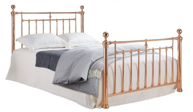 4ft6 Double Antique Victorian style,polished Rose Gold finish traditional metal bed frame bedstead Gold Rose Gold Double