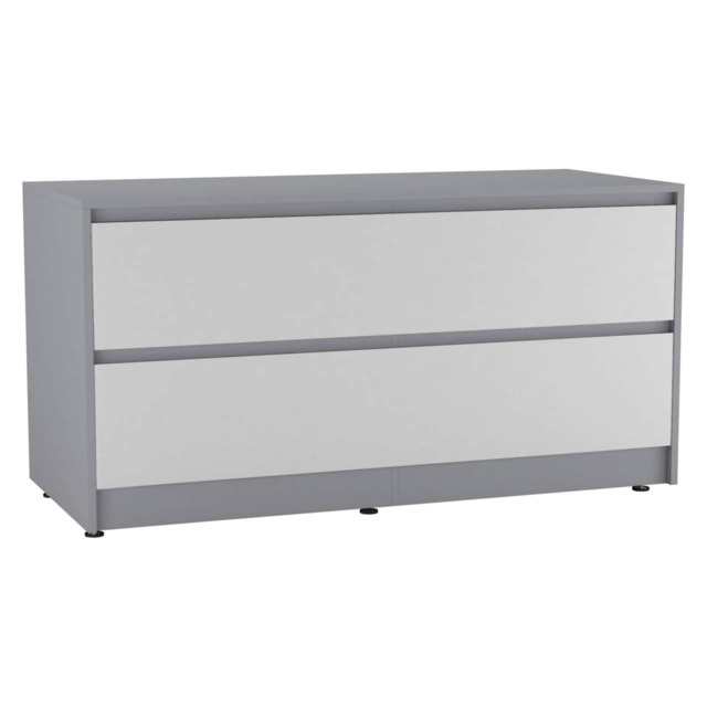 URBNLIVING 4 Drawer Wide Chest Of Drawers Bedroom Storage Unit Multi Grey Carcass + White Drawers