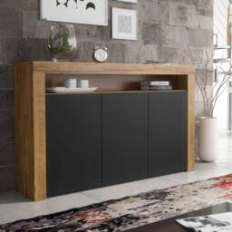 TV Unit TV Stand Sideboard Storage Cabinet Cupboard Oak Black Matt 155cm