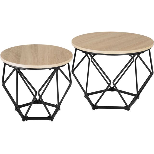 Coffee Table Set 2-Piece Benham Brown industrial wood light, oak Sonoma 50 x 50 x 40 cm 1