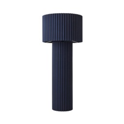 ValueLights Lenny Navy Blue Colour Drench Ribbed Fabric Midi Floor Lamp Blue