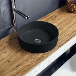 Limoge 7844MB Ceramic Vert Round Countertop Basin in Matte Black