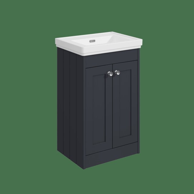 Balterley Floor Standing 2 Door Unit with Classic Basin No Tap Hole Grey 800 x 500 x 390mm